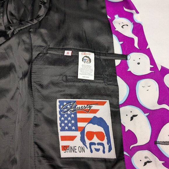 Shinesty Purple Ghost Blazer Size 36 Two Button Novelty Colorful Halloween Party - Picture 11 of 15